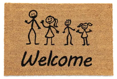 Kokos-Fußmatte 'Welcome' 60x40 cm, rutschfest, Natur/Schwarz