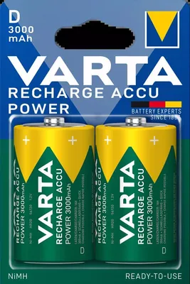 Zdjęcie produktu dla Varta 56720 101 412, Bateria do ponownego naładowania, D, Niklowo-metalowo-wodorkowa (NiMH), 1,2 V, 2 szt., 3000 mAh