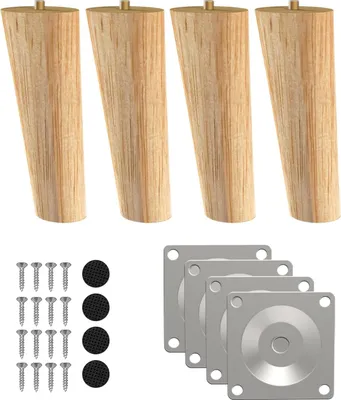 Immagine prodotto di Gambe di legno per tavoli - Gambe intercambiabili per mobili - 4 pezzi - Legno massiccio - 15 cm