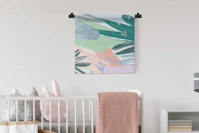 Produktbild von MuchoWow® Wandteppich Wandbehang Sommer - Grün - Lila - Rot 60x60 cm Tapisserie Dekoration Wandtuch - Dekorationen - Wand Decke