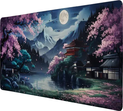 Produktbild von Japanische Berglandschaft bei Nacht Schreibtischunterlage 89x40cm XXL Mauspad -