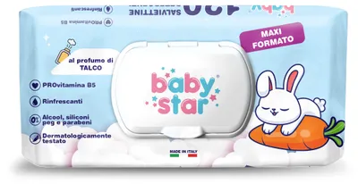Produktbild von Babystar Feuchttücher für Babys, Babypuderduft, 120 Stück