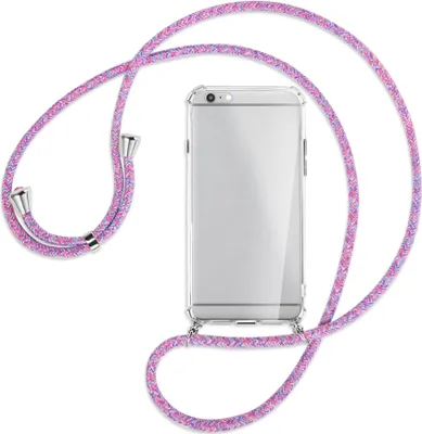 Produktbild von Handykette Backcover-Schutzhülle mit Band (Metall silberfarben) für Apple iPhone 6 Plus - lila/rosa/blau