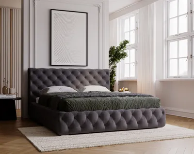 Obrázok produktu pre Čalúnená posteľ 160x200 cm Glory s úložným priestorom – posteľ Chesterfield, Glamour – dvojposteľ s roštom, čierna