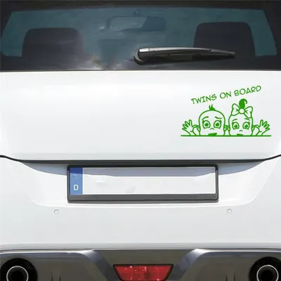 Produktbild von Auto Aufkleber Zwillinge an Bord Mädchen Junge 20x11 cm Hellgrün Sticker Heckscheibenaufkleber