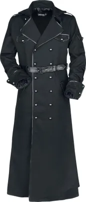Produktbild von Gothicana by EMP Herren schwarzer langer Mantel mit Gürtel XXL