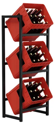 Produktbild von HAGO24 Getränkekistenregal 3 Kisten Stahlregal Flaschenkastenregal Lagerregal Kellerregal Anthrazit Stapelregal Metallregal 47x31x117
