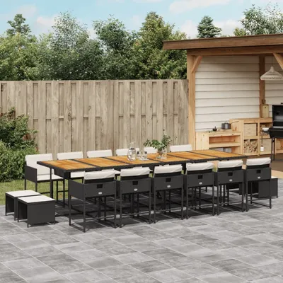 Image de Meuble de jardin design Ensemble de meubles de balcon 17 pièces Salon de jardin avec coussins noir Poly rotin - Ensemble de meubles de jardin 2025 Nouveau2484172 7parcel