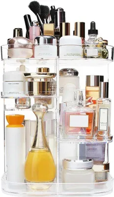 Produktbild von Drehbarer Make-up-Organizer 5-lagig, groß, quadratisch, rot