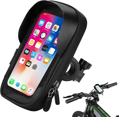 Produktbild von Fahrrad-Handyhalterung - Wasserdichte Handyhalterung für Fahrräder - 360° drehbar - Touchscreen-Fenster - Mit Sonnenblende - Bis 7 Zoll