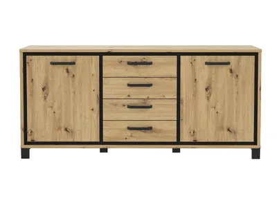 Produktbild von Sideboard - Artisan Eiche Nachbildung - B 179 cm - Absetzungen in Schwarz - 2 Türen - 4 Schubladen