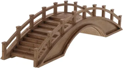 Imagen del producto de Miniatura de puente de madera, con forma de arco, de 20 x 5 x 5 cm, ideal para micro paisajes