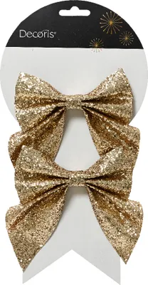 Produktbild von Schleifen mit Clip 12cm 2er Set gold