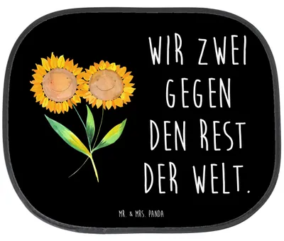 Produktbild von Mr. & Mrs. Panda Scheibenschutz Auto Blume Sonnenblume - Schwarz - Geschenk, Freundin, pkw sonnenschutz, Autoscheibe, Sonnenblende, Garten, Beste, Lieblingsmensch