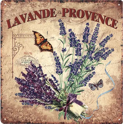 Obrázok produktu pre Moritz dekoratívny plechový nápis levanduľa Lavande de Provence kovový nápis retro vintage dizajn na dekoráciu dekorácie na stenu