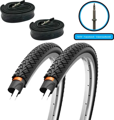Produktbild von 2x Fahrradreifen 28x1,50 Zoll (40-622) 700x38c mit Pannenschutz inkl. 2x Schlauch Sclaverandventil
