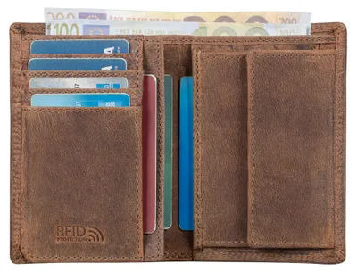 Produktbild von Benthill Herren Ledergeldbörse - Geldbeutel mit RFID-Schutz - Slim Portemonnaie für Herren - Echtem Vintage Leder