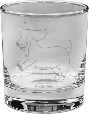 Produktbild von Mr. & Mrs. Panda Glas Hund Dackel - Transparent - Geschenk, Hunde, Gin Tonic, Dachshund, Tierliebhaber, gravur, Cocktailglas, Longdrinkglas, Tumbler