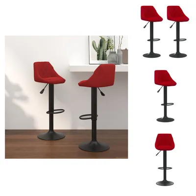 Immagine prodotto di vidaXL Sgabello da bar 2 pezzi in velluto rosso vino - Sgabello da bar