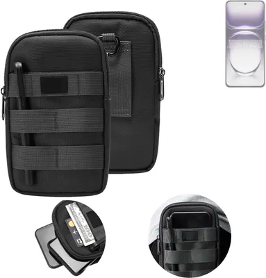 Produktbild von K-S-Trade Holster Gürtel Tasche kompatibel mit Oppo Reno12 Pro PJW110 Handy Tasche Schutz Hülle dunkel-grau viele Fächer, 1x