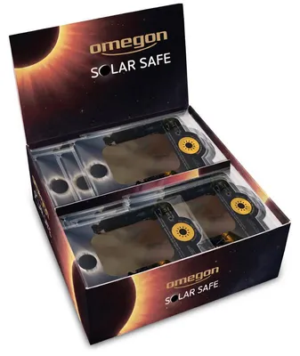 Produktbild von Omegon Sonnenfilter Solar Safe Easy Cam Filter im Display mit 50 Stück