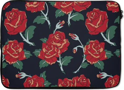 Produktbild von MuchoWow® Laptop Hülle 13 Zoll Rosen - Blume - Muster - Rot Laptoptasche - Laptophülle - Sleeve - Rundumschutz