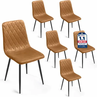 Produktbild von Lina® Elisia Esszimmerstuhl im modernen Design - Samt - Bequemer Stuhl für Ihr Esszimmer, hochwertiger Stoff, ergonomische Form - 6er Set - Ockergelb, KI-generiertes Bild