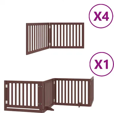 Obrázok produktu pre vidaXL 12-dielna brána pre psov s dvierkami Skladacia hnedá 960 cm topoľové drevo