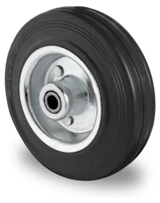 Productafbeelding van Reservewiel, diameter 80 mm, draagvermogen 70 kg, massief rubber, zwart, asdiameter 12 mm, navelhoogte 40 mm