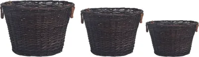 Immagine prodotto di Set Cestini Portalegna Impilabili 3 pz Marrone Scuro in Salice