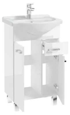 Produktbild von Domodomo Badezimmerschrank mit Waschbecken, 80 x 50 x 30 cm weißer Waschbeckenschrank, Keramik Waschbecken Set, Standschrank mit Schublade