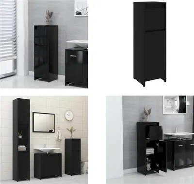 Obrázek produktu pro vidaXL Koupelnová skříňka černá 30x30x95 cm Materiál na bázi dřeva - Koupelnová skříňka - Koupelnové skříňky - Skříňky - Skříňky