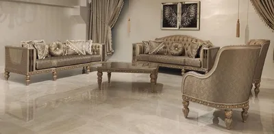 Produktbild von Casa Padrino Luxus Barock Wohnzimmer Set Gold / Grau / Gold - 2 Barock Sofas & 2 Barock Sessel & 1 Barock Couchtisch - Luxus Wohnzimmer Möbel im Barockstil - Barock Möbel - Edel & Prunkvoll
