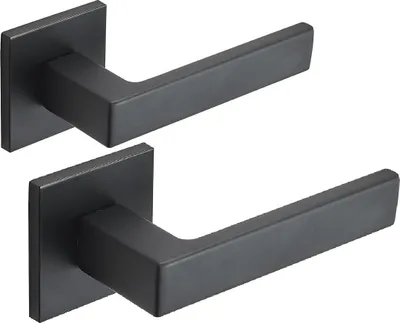 Produktbild von Schwarzer quadratischer Kvadrato-Türgriff, moderne schlanke Rosette