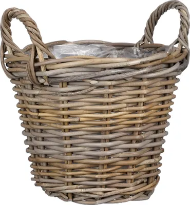 Produktbild von Mica Decorations Marcia Pflanzkorb für draußen - H23 x Ø30 cm - Rattan - Grau