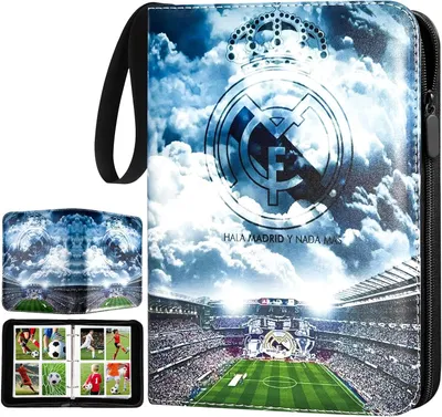 Produktbild von Fussball Karten Sammelalbum mit Reißverschluss und 50 Herausnehmbaren Hüllen, 4 Taschen Fussball Sammelkarten Album für 400 Karten