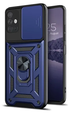 Produktbild von Armor Handyhülle für Samsung Galaxy A51 mit 9H Displayglas Displayschutz Kameraschutz Handy Panzer Case Cover Schutzhülle Outdoor Farbe: Blau