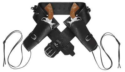 Image de "PORTE-PISTOLET WESTERN NOIR DOUBLE" en similicuir