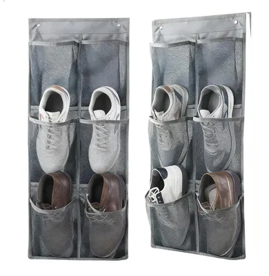 Immagine prodotto di 2 organizer sospesi per scarpe, con 6 scomparti, realizzati in tessuto non tessuto