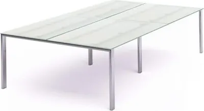 Produktbild von Mehrfacharbeitstisch Total BxTxH 320x163x73cm Gestell verchromt Platte Glas satiniert.