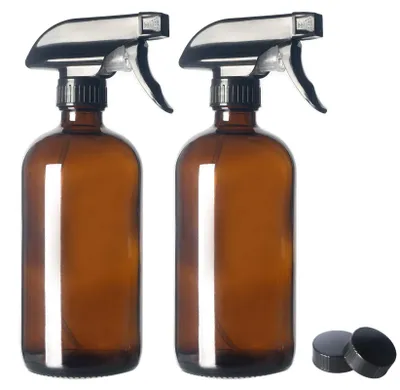Glasflaschen 480 ml mit Triggersprüher, 2er-Set, Amber