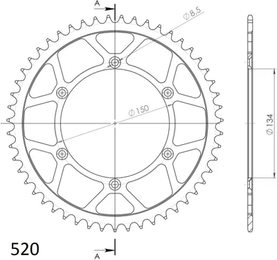 Produktbild von Stealth-Kettenrad Supersprox 520 - 51Z (gold) RST-460:51-GLD|ID 134,0 LK 150,0 6-Loch/6-Loch