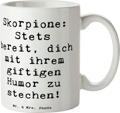 Produktbild von Mr. & Mrs. Panda Kaffeebecher Spruch Skorpion Humor - Weiß - Geschenk, Eigenschaften, Persönlichkeit, Keramiktasse, Kaffeetasse, Horoskop, Sternzeichen, Pott, Tasse