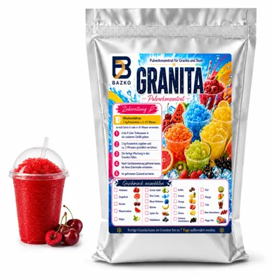 Produktbild von Bazko Slush Sirup 1kg Kirsche Pulver Konzentrat für Eis Slush Maschine