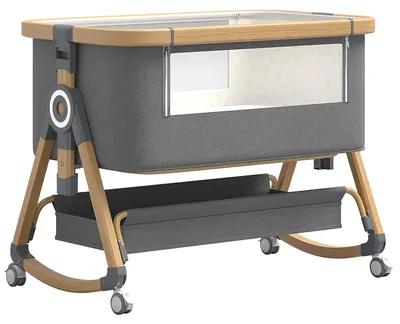 Productafbeelding van Babybed, met verstelbare hoogte, opvouwbaar design, kleur: goudgrijs