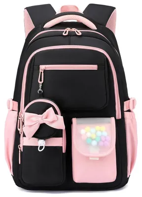 Immagine prodotto di Zaino per bambine, 32 litri, impermeabile, con scomparto per laptop e cinghia per valigia, colore rosa