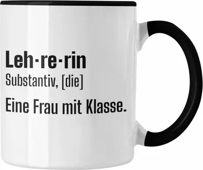 Produktbild von Trendation - Lehrerin Geschenk Tasse Geschenkidee Lustig Danke Sprüche Dankeschön Grundschule Frau mit Klasse (Schwarz)