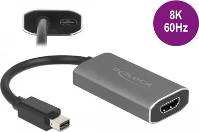 Produktbild von DeLOCK Aktiver mini DisplayPort 1.4 zu HDMI Adapter 8K mit HDR Funktion, 0,2 m, Mini DisplayPort, HDMI Typ A (Standard), Männlich, Weiblich, Gerade