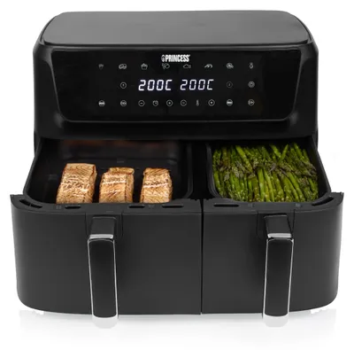 Produktbild von Princess Doppelkorb Heißluftfritteuse mit Digitaldisplay, 11 L Gesamtvolumen, 2