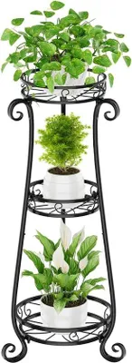 Immagine prodotto di Scaffale angolare in metallo, altezza 87 cm, nero, a 3 ripiani